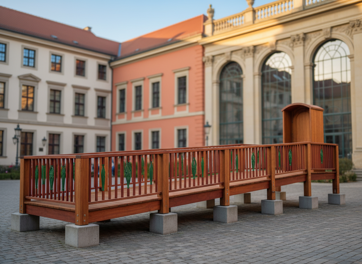 classical exterior shot create a wood ramp architecture