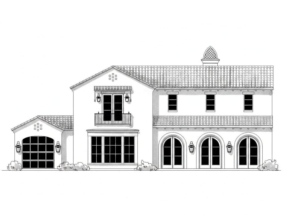 modernist exterior shot create a black and white architectural hand ...
